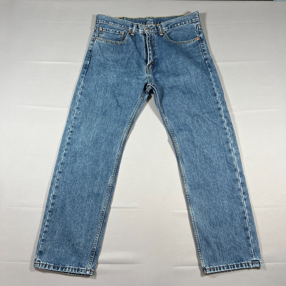 Levi's 505 Straight Jeans Mens 34X30 Blue Denim Medium Wash Regular Streetwear